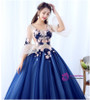 In Stock:Ship in 48 hours Ready To Ship Blue Tulle Short Sleeve Quinceanera Dresses