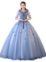 In Stock:Ship in 48 hours Ready To Ship Blue Tulle Long Sleeve Dress