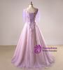 Plus Size Purple Tulle With Butterfly Backless Prom Dress