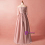 Plus Size Pink Chiffon Short Sleeve Off The Shoulder Prom Dress