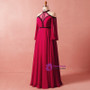 Plus Size Red Long Sleeve High Neck Backless High Waist Prom Dress