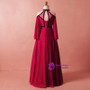 Plus Size Red Long Sleeve High Neck Backless High Waist Prom Dress