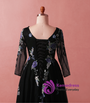 Plus Size Black Tulle Embroidery Long Sleeve V-neck Prom Dress