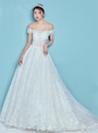 White Ball Gown Tulle Off The Shoulder Backless Wedding Dress