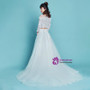 White Two Piece Tulle Long Sleeve Appliques Wedding Dress