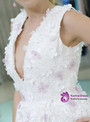 White V-neck Lace Backless Appliques Homecoming Dress