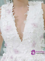 White V-neck Lace Backless Appliques Homecoming Dress