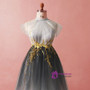 Plus Size Gray High Neck Tulle Appliques Prom Dress