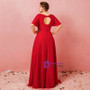 Plus Size Red Chiffon V-neck Backless Pleat Prom Dress