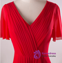 Plus Size Red Chiffon V-neck Backless Pleat Prom Dress