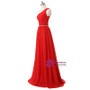 One Shoulder Red Floor Length A Line Red Chiffon Bridesmaid Dresses