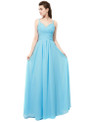 Floor Length Light Blue Spaghetti Straps Chiffon Bridesmaid Dresses