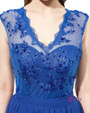 V Neck Royal Blue Chiffon With Lace Bridesmaid Dresses