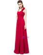Burgundy Chiffon Floral Spaghetti Straps Bridesmaid Dress
