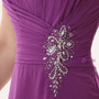 A Line One Shoulder Chiffon Purple  Beaded Bridesmaid Dresses