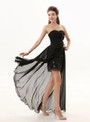 Black Sheath Chiffon Sweetheart With Flower Pleats Bridesmaid Dress