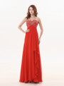 A Line Red Long Sweetheart Beaded Bridesmaid Dress