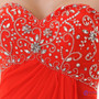A Line Red Long Sweetheart Beaded Bridesmaid Dress