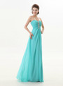 A Line Blue Chiffon Turquoise Long Sweetheart Bridesmaid Dress
