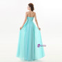 A Line Blue Chiffon Turquoise Long Sweetheart Bridesmaid Dress
