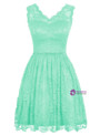Short Lace Knee Length Backless Bridesmaid Dress