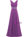 A-Line Chiffon V-neck Floor Length Bridesmaid Dress With Beading
