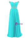 A-Line Off The Shoulder Chiffon Beading Pleats Bridesmaid Dress