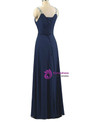 A-Line Spaghetti V-neck Chiffon Pleats Beading Bridesmaid Dress