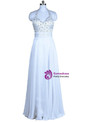 A-Line Halter Backless Chiffon Bridesmaid Dress With Beading