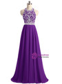 A-Line Halter Backless Chiffon Beading Sequins Prom Dress