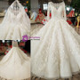 Luxury Ball Gown White Tulle Appliques Beading Long Sleeve Wedding Dresses