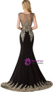 Sexy Mermaid Black Chiffon Cap Sleeve Appliques Prom Dress