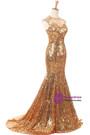 Sexy Gold Mermaid Sequins With Crystal Prom Dress