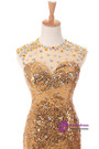 Sexy Gold Mermaid Sequins With Crystal Prom Dress
