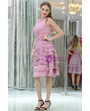 Purple Short Chiffon With Modest Beaded Neck Homecoming Dress