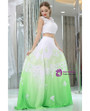 Two Pieces Long Lace Chiffon White And Green Prom Dress