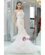 White Mermaid Beaded Tulle Prom Dress With Sheer Back