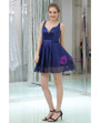 Blue Satin Sweetheart Cocktail Knee Length Homecoming Dress