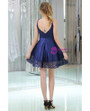 Blue Satin Sweetheart Cocktail Knee Length Homecoming Dress