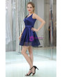 Blue Satin Sweetheart Cocktail Knee Length Homecoming Dress
