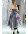Strapless High Low Tulle Black And White Color Prom Dress