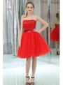 Red Cocktail Sequined Tulle Strapless Homecoming Dress