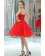 Red Cocktail Sequined Tulle Strapless Homecoming Dress