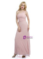 Pink One Shoulder Floor Length Bridesmaid Dress With Pleats