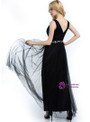 Black V-neck Backless Tulle Beading Bridesmaid Dress