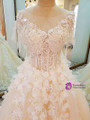 Ball Gown Tulle Appliques Beading Backless Haute Douture Wedding Dresses