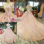 Pink Ball Gown Off The Shoulder Appliques Haute Couture Wedding Dresses