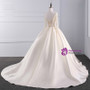 Champagne Long Sleeve Backless Satin Beading Wedding Dress