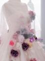 Light Pink Ball Gown Sweetheart Tulle Flower Wedding Dress