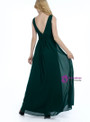 Simple Green Chiffon Backless Pleats Bridesmaid Dress